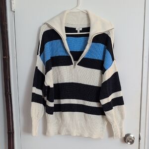 Aerie Striped Navy and Blue Zip Up Sweater Size XS